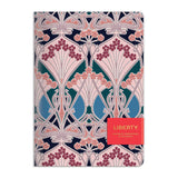 Handmade embroidered Liberty Ianthe journal with intricate floral embroidery, featuring a soft cover and lined pages for writing.