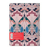 Handmade embroidered Liberty Ianthe journal with floral designs, featuring a soft cover and intricate stitching from Chronicle Books.