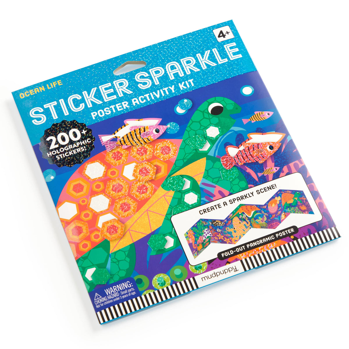Ocean Life Sticker Sparkle Poster Activity Kit by Chronicle Books featuring colorful ocean creatures and sparkling sticker details.