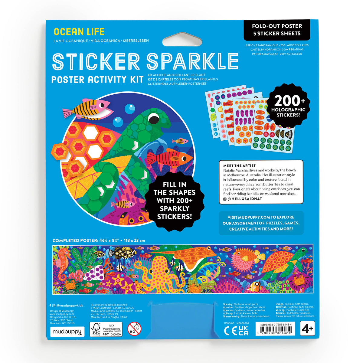 Ocean Life Sticker Sparkle Poster Activity Kit by Chronicle Books featuring colorful ocean creatures and sparkling stickers for kids.