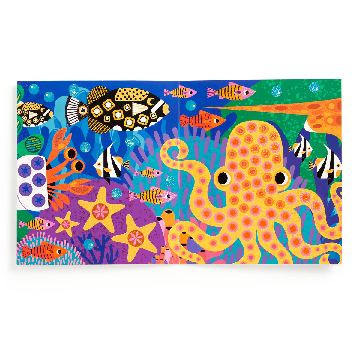 Ocean Life Sticker Sparkle Poster Activity Kit featuring colorful ocean animals and sparkly stickers for creative fun.