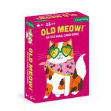 Old Meow! card game by Chronicle Books featuring colorful illustrated cards with playful cat characters and humorous captions.