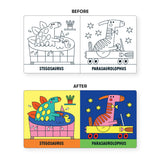 Color Magic Bath Book featuring dinosaurs, designed for kids to enjoy interactive fun during bath time with vibrant dinosaur illustrations.