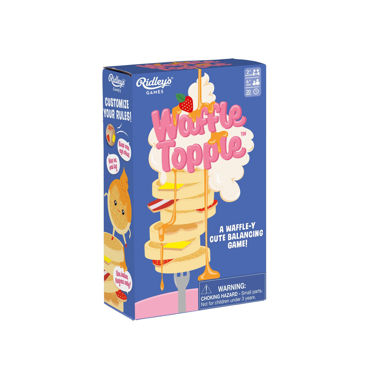 Waffle Topple game by Chronicle Books featuring colorful waffle-shaped pieces and a stacking game setup.