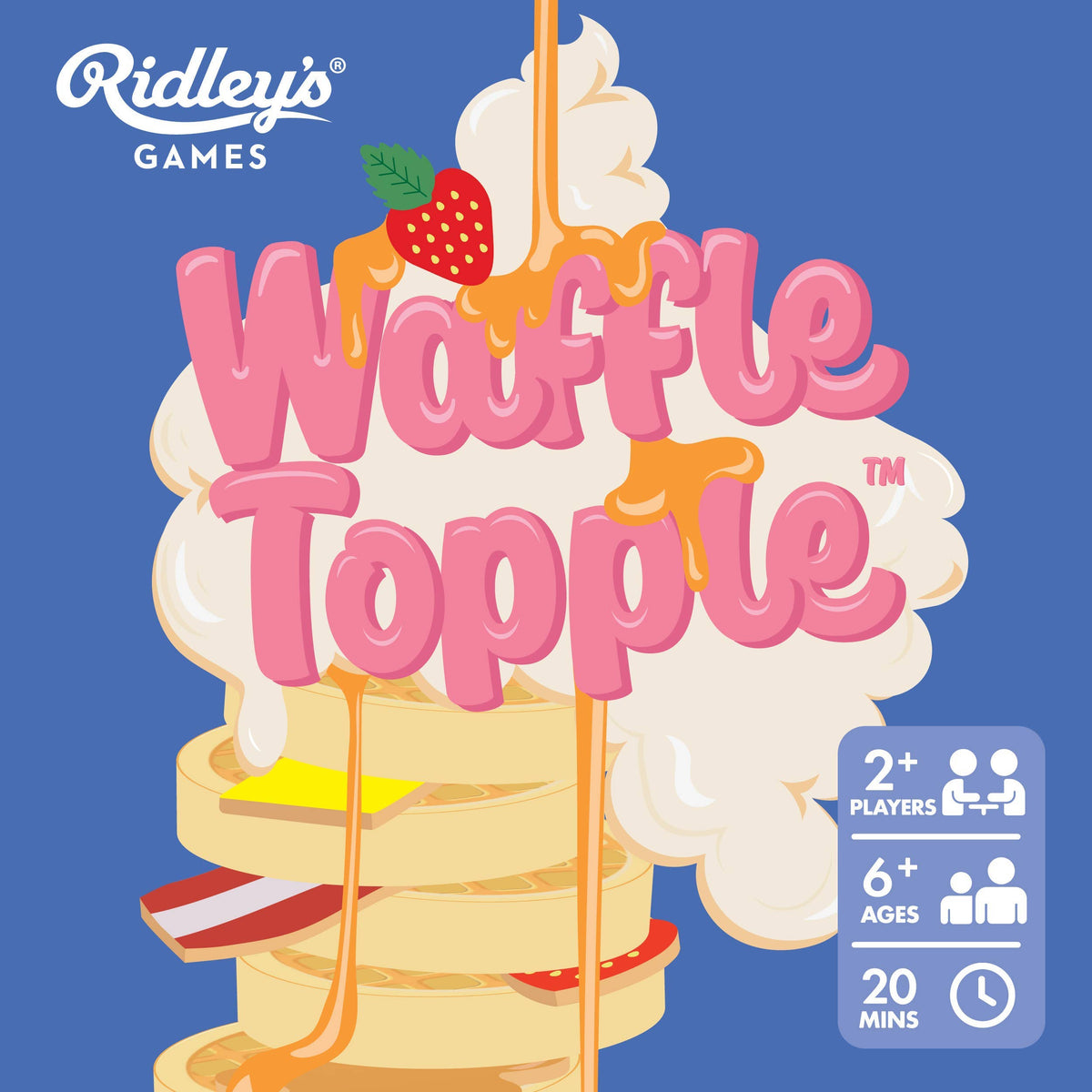 Waffle Topple game by Chronicle Books featuring colorful wooden blocks stacked in a playful arrangement