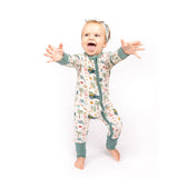 Coastal Christmas Holiday Bamboo Baby Pajamas Convertible Romper: 12-18M