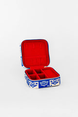 Travel Jewelry Organizer, Blue Plaid Floral