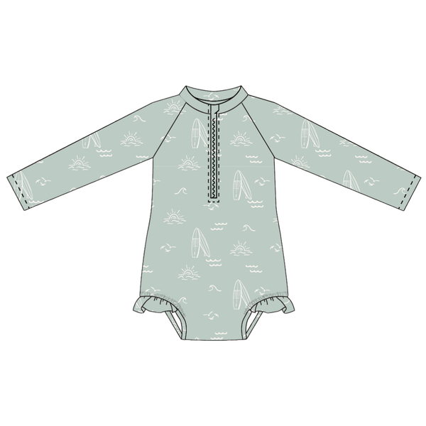 Sage Surfer Long Sleeve Swimsuit:
