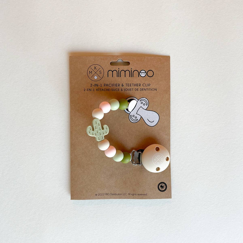 Pacifier Clip Teether Holder Cactus Desert for babies: Pink