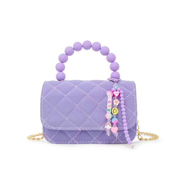 Pearl Handle Message Charm Handbag for Kids: Pink