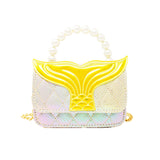 Mermaid Tail Pearl Handle Bag: Purple