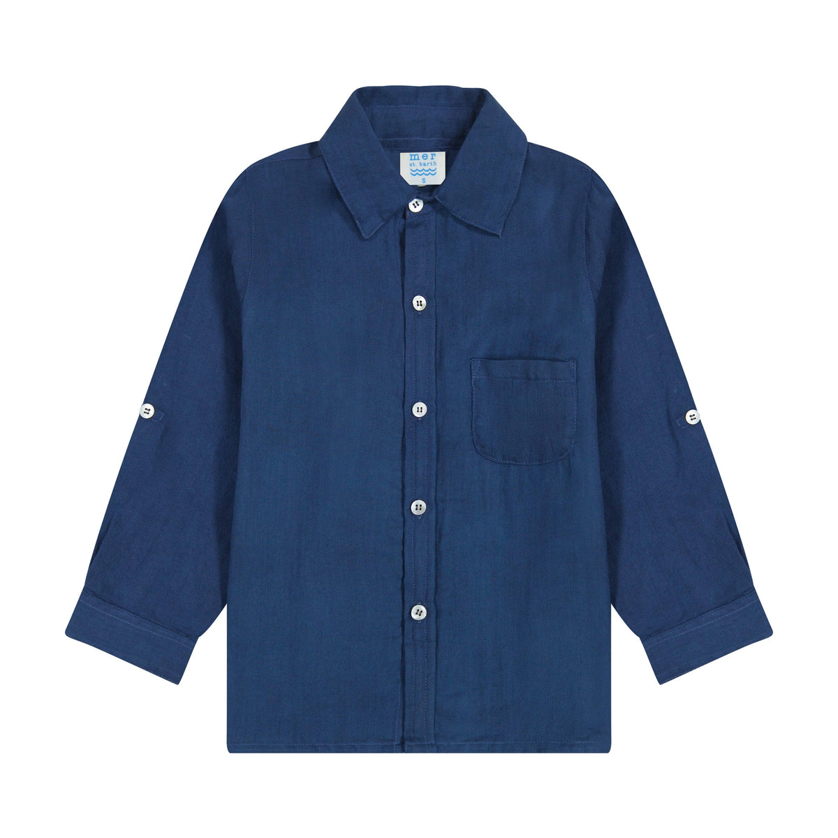 Remi Boy's Button Front Shirt Lapis Blue: