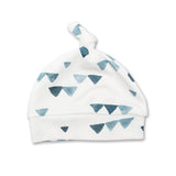 Hello World Blanket & Knotted Hat Set - Navy Triangles