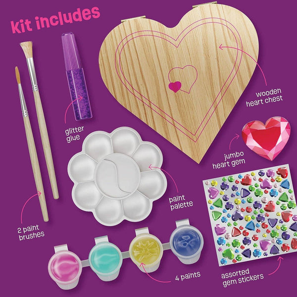 Paint Your Own Wooden Kids Heart Treasure Box