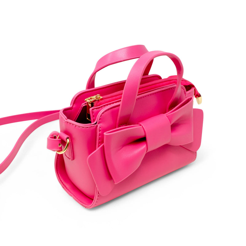 Big Bow Baguette Handbag: Hot Pink