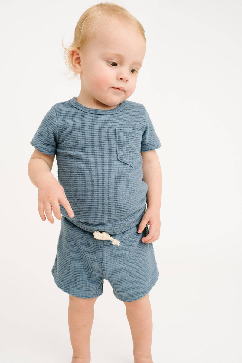 Dusty Blue Waffle Pocket Set