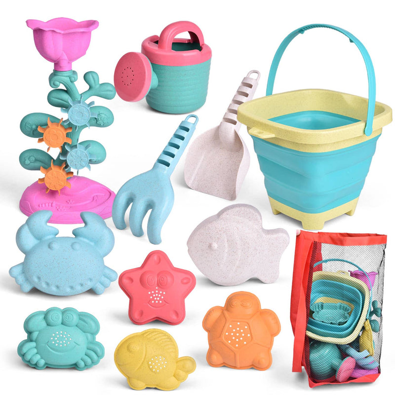 12Pcs Beach Sand Toys Set, Foldable Beach Bucket