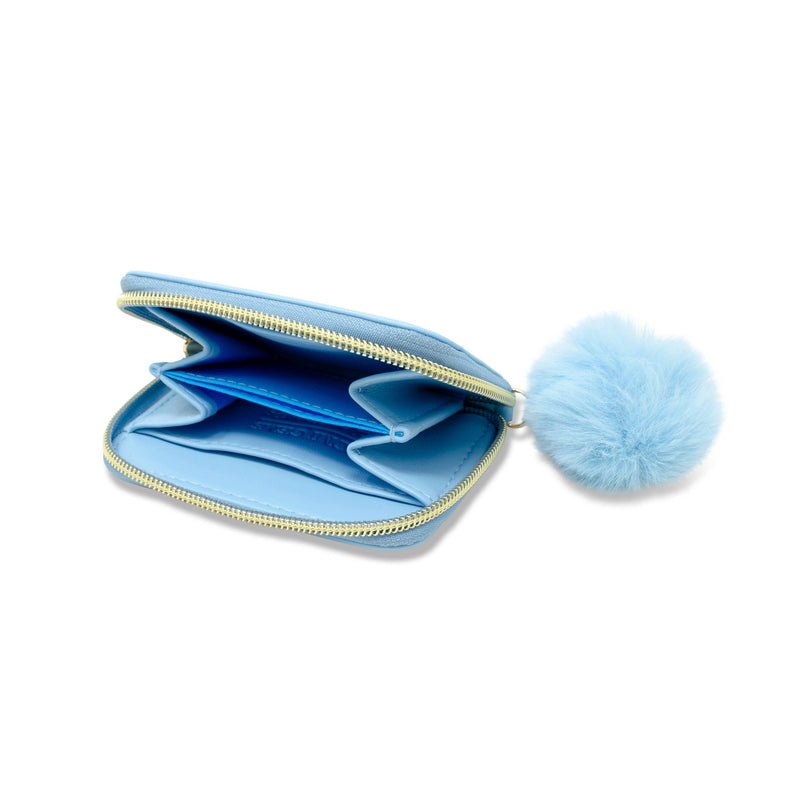 Teddy Pom Pom Zip Wallet: Pink