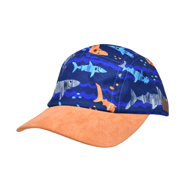 Kids UPF50+ Cam-Cam Cap for Boys and Girls: Medium / Artsy Shark