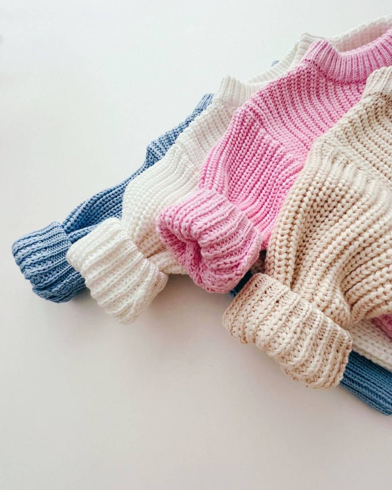 Chunky Knit Sweater | Pink: 0-6M