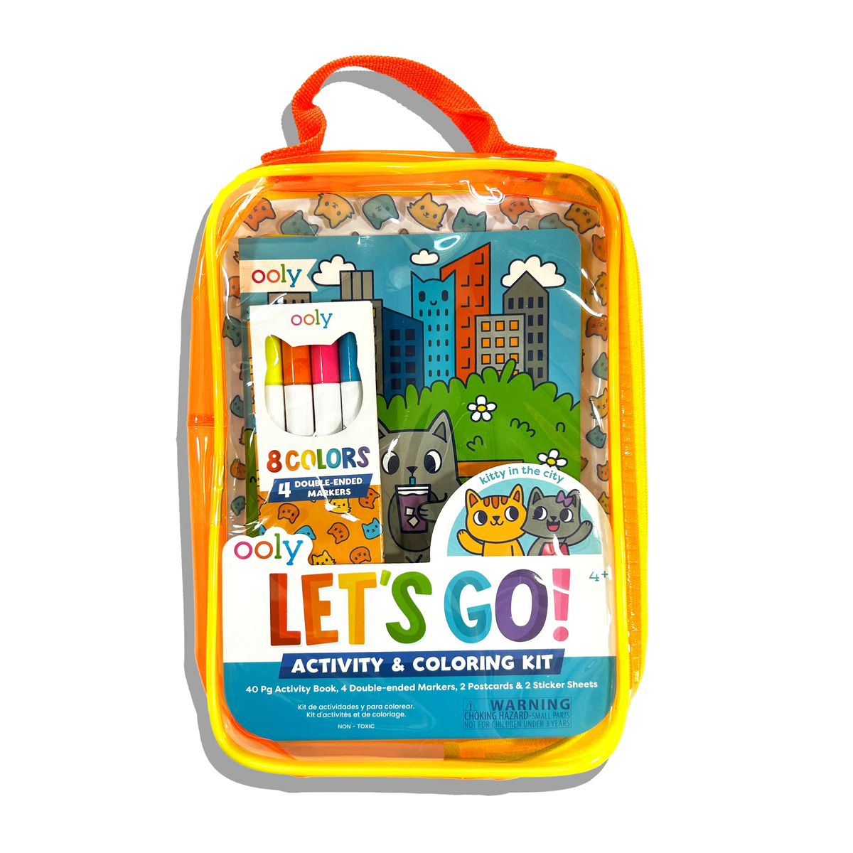 Kitty in the City activity and coloring kit by OOLY featuring colorful pages and art supplies for kids' creative fun.