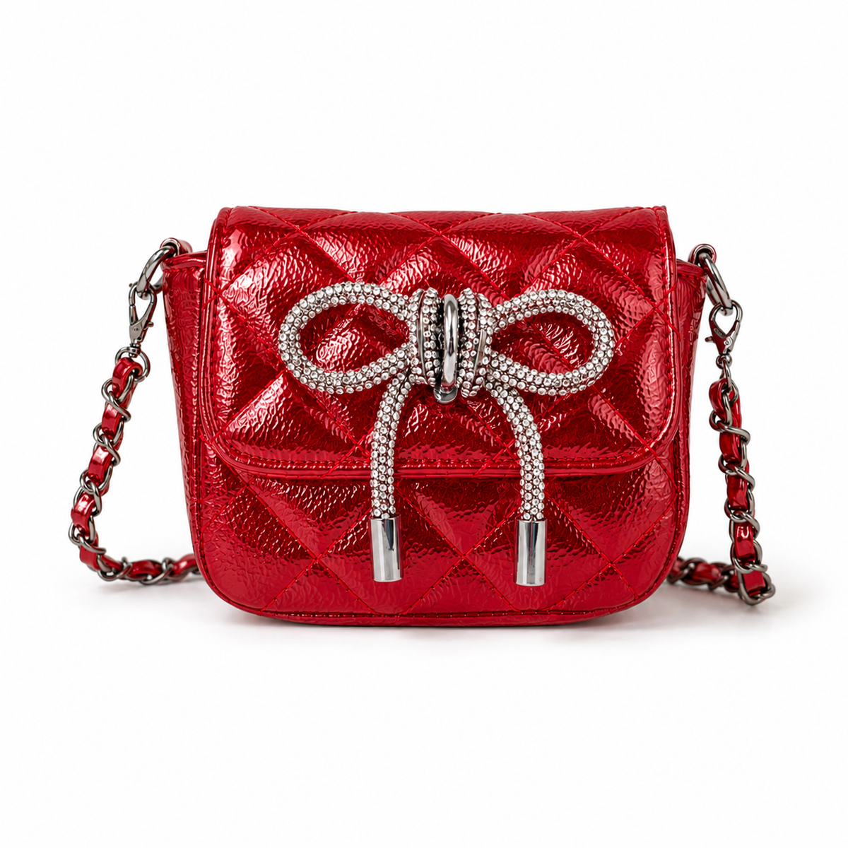 Kids Quilted Bow Crossbody Handbag: Pink