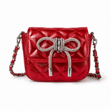 Kids Quilted Bow Crossbody Handbag: Pink