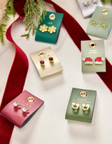 Holiday Stud Love Earrings - Mistletoes + Bows