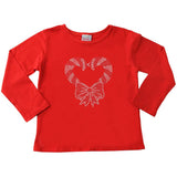 Rhinestone Candy Cane Heart Long Sleeve: White / 6 mo