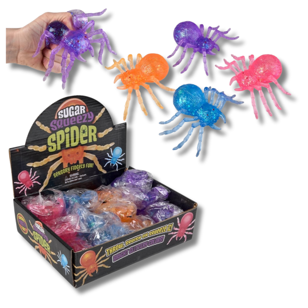 Halloween Squeezy Sugar Spider Fidget Kids Toy- Assorted