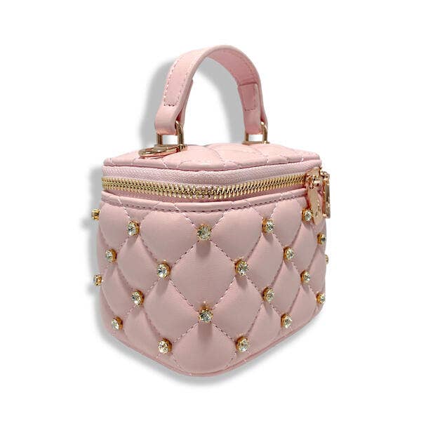 B1341 Embellished Vanity Quilted Purse (5 Colors): DARK PINK