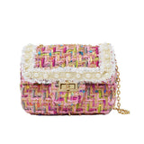 Classic Tweed Handbag with Pearls: White