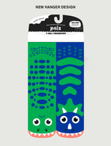 T-Rex & Triceratops Dinosaurs Mismatched Non-Slip Kids Socks: KIDS LARGE