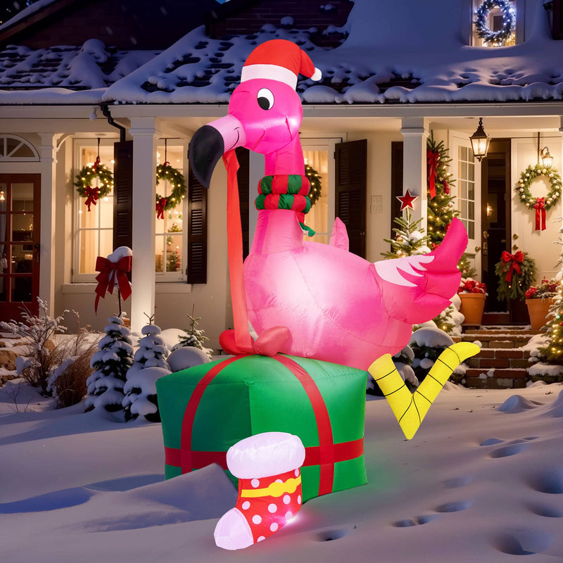 6FT Christmas Flamingo Inflatable Decorations