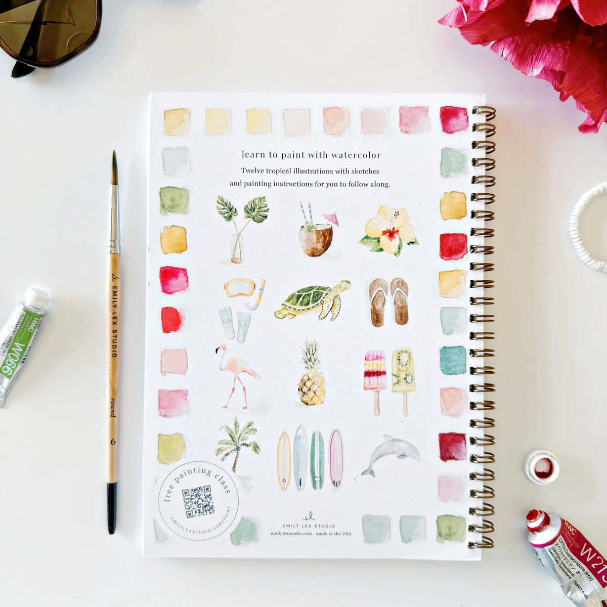 Tropical watercolor workbook