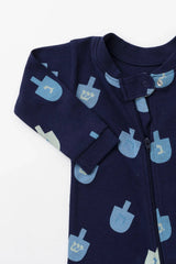 Holiday One-Piece Baby Pajamas_Hanukkah Dreidels: Unisex / Hanukkah Dreidels / 3-6m