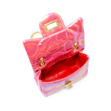 Shiny Dotted Heart Classic Handbag: Hot Pink