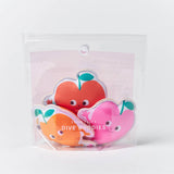 Set of three Sunnylife Dive Buddies Poppy the Peach inflatable pool toys with bright, colorful peach designs for kids' swimming fun.