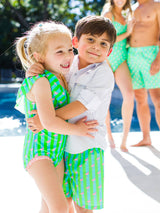 Boys Neon Flamingo Stripe Swim Trunks
: Green / 0-3m