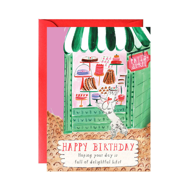 Poodle Loves Macarons - Birthday Greeting Card