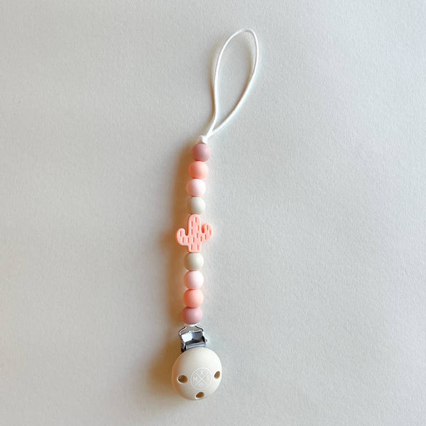 Pacifier Clip Teether Holder Cactus Desert for babies: Pink