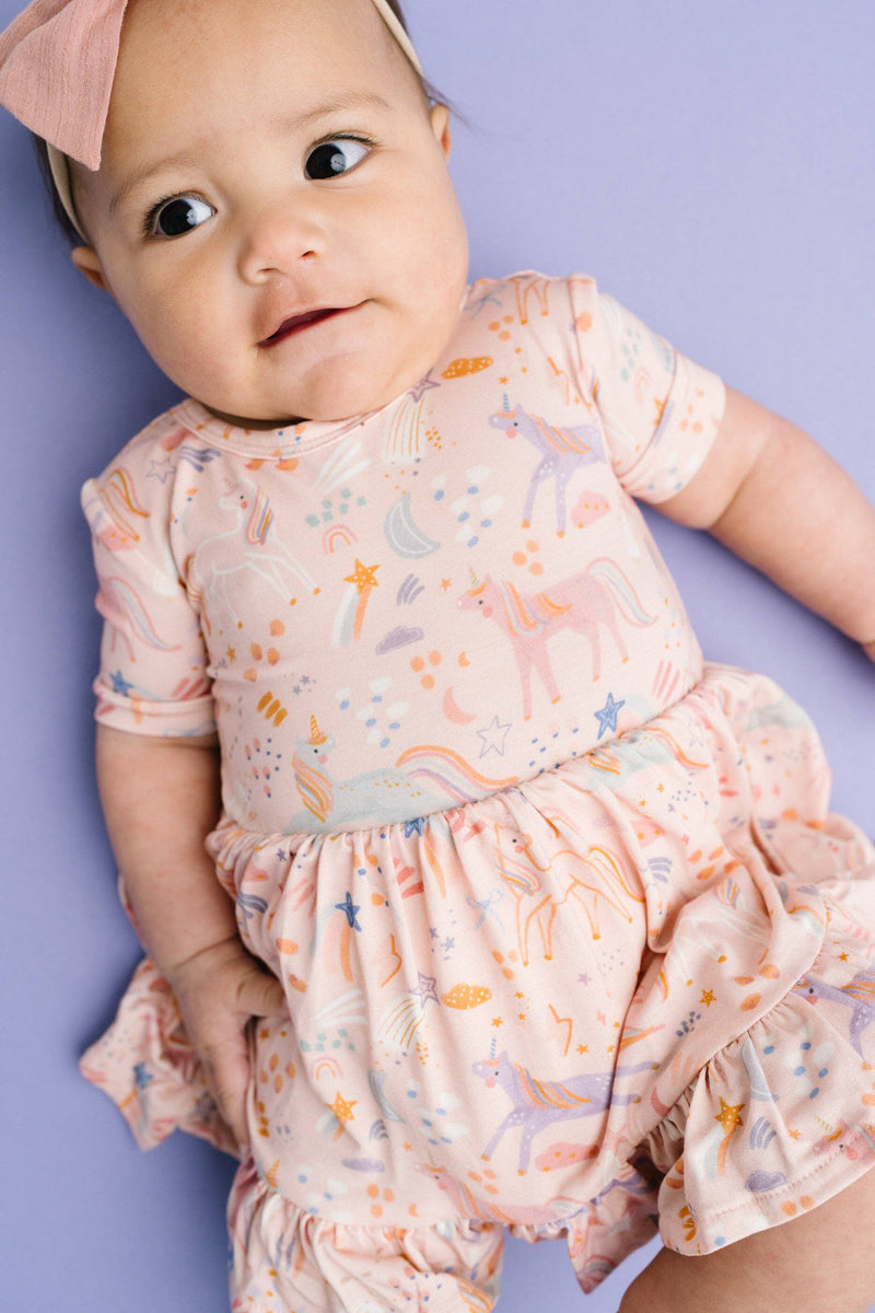 Stardust Unicorns Short Sleeve Bodysuit Bamboo Dress
