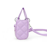 Quilted Rectangle Bow Charm Handbag: Hot Pink