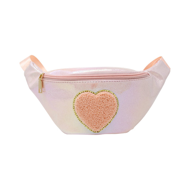 Shiny Heart Patch Sling Bag: Hot Pink