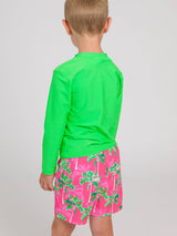 Boys Neon Lime Long Sleeve Rash Guard: Green