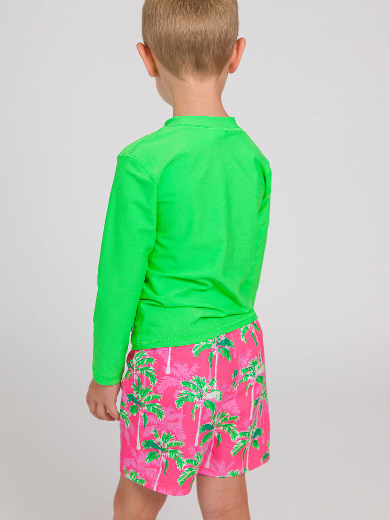 Boys Neon Lime Long Sleeve Rash Guard: Green