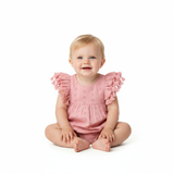 Anna Baby Romper Blush Pink Eyelet: Pink / 6M/12M