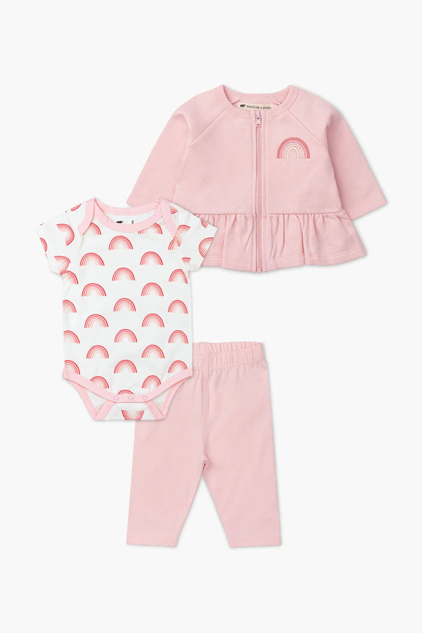 3-Piece Baby Zip Peplum Set_Light Pink: Girl / Light Pink / 0-3m