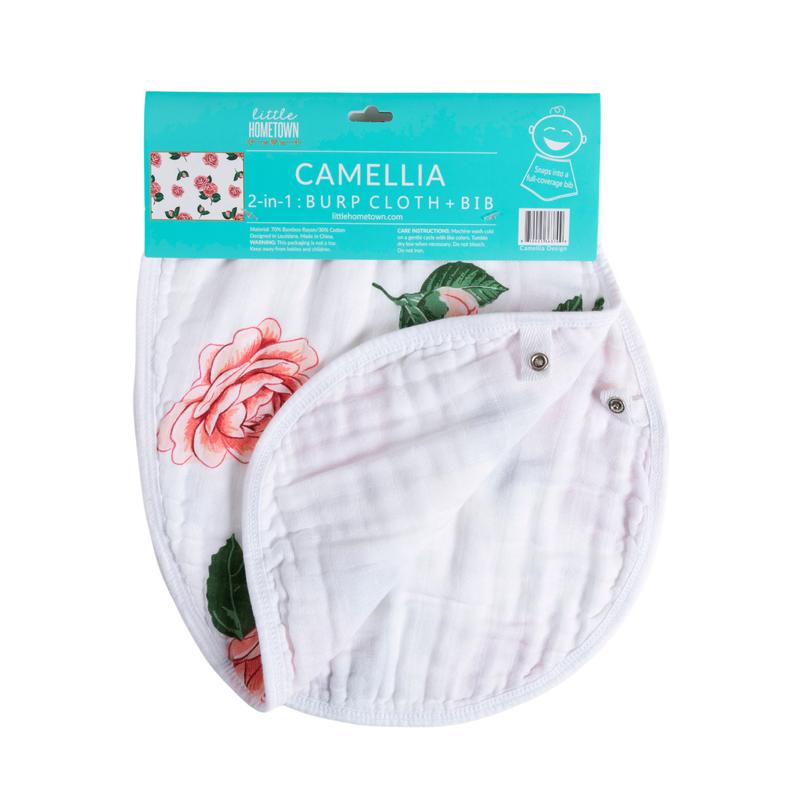 Camellia Baby 2-in-1 Burp Cloth and Bib (Floral)