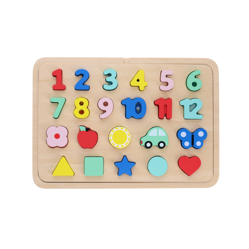 Wooden Tray Puzzle - Numbers, Shapes, Colors